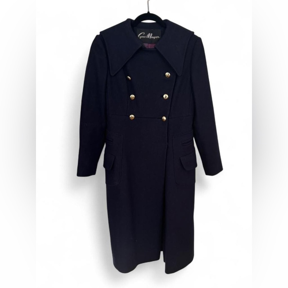 Gus Mayer Peabody House 1950s Navy Wool Double-Breasted Women's Coat Sz S - Picture 2 of 7